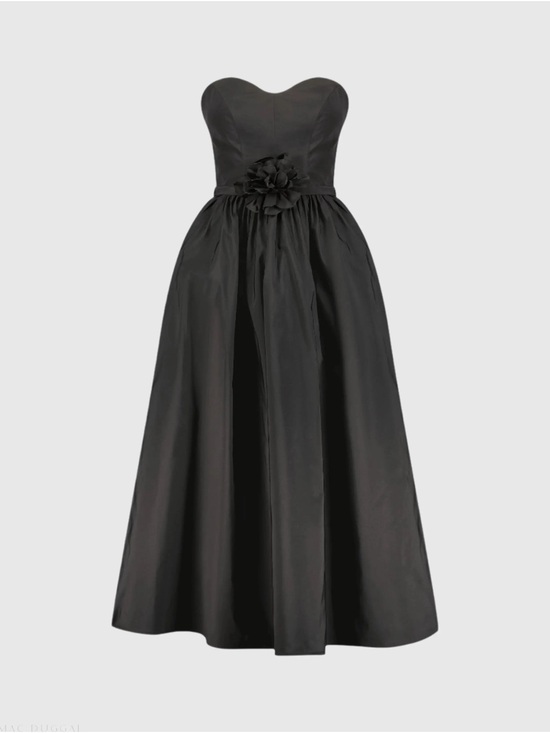 Mac Duggal Dresses & Skirts - Strapless Black A-Line Evening Gown with Floral Waist